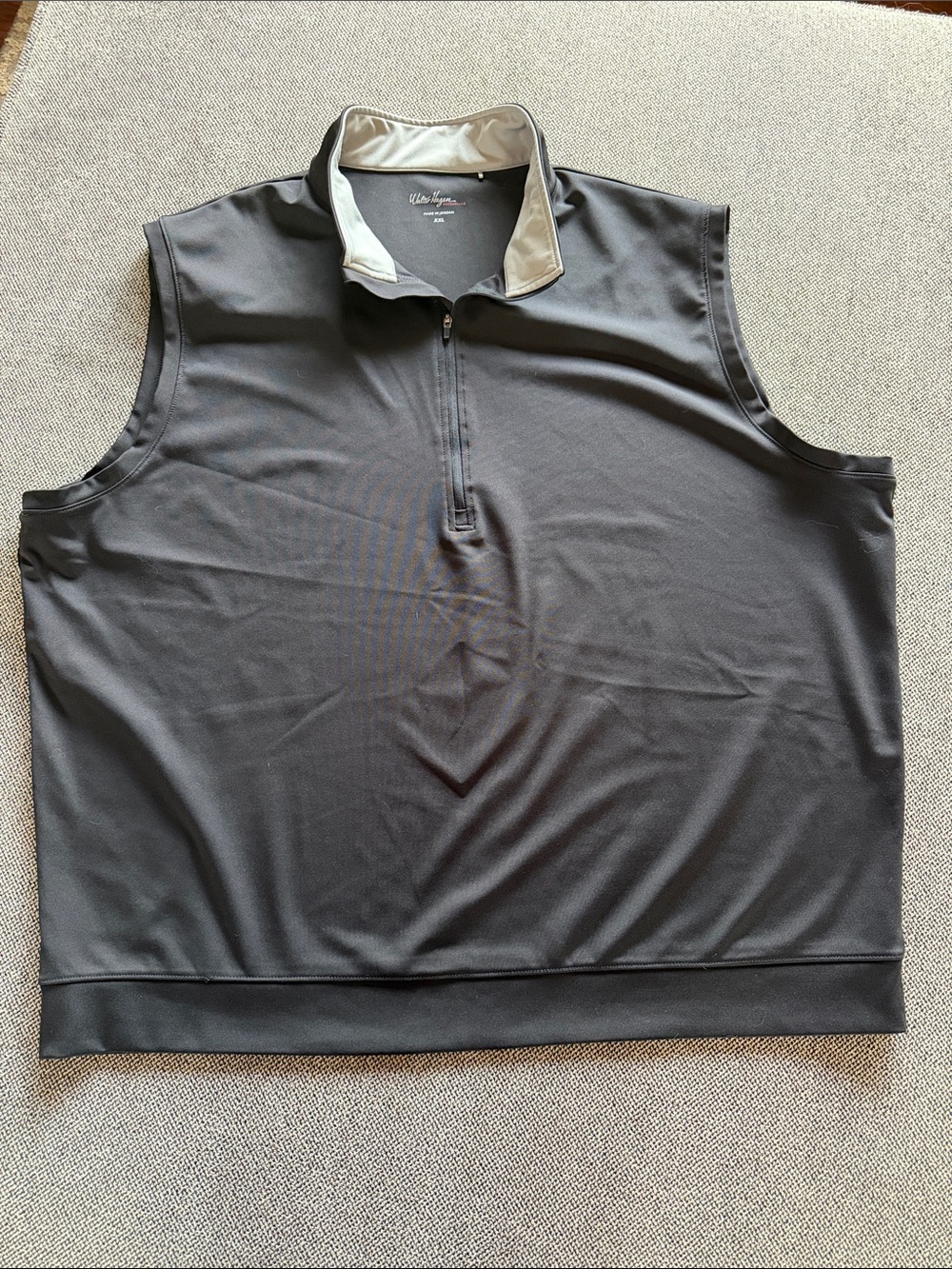 Walter Hagen Black Golf Vest with Light Gray Collar sz XXL